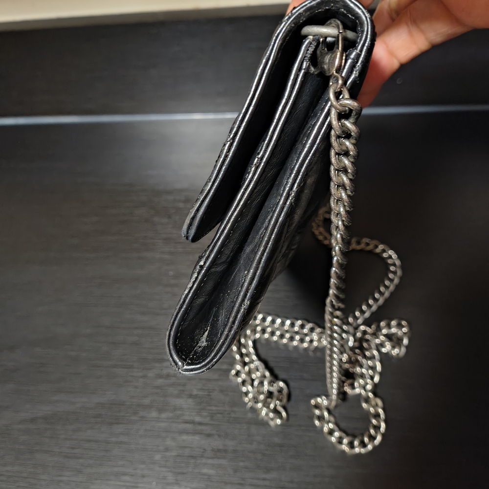 CHANEL Black Quilted Leather Clutch with Chain - Picture 8 of 11
